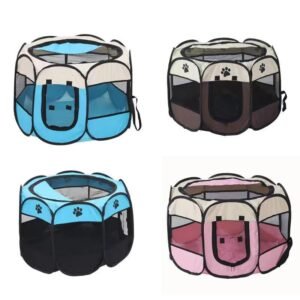 Octagonal Pet Fence Tent Oxford Cloth Scratch-Resistant Foldable Dog Cage for Dogs and Cats, Kennel Nest
