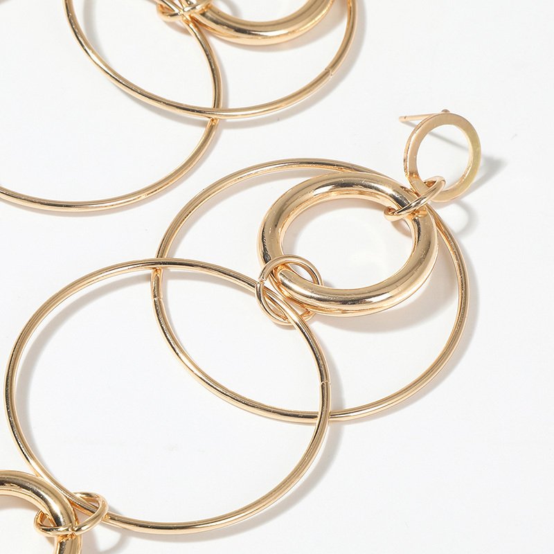 Big Hoop Earrings Personality Temperament Long Geometric Round Earrings For Women & Girls - Image 7